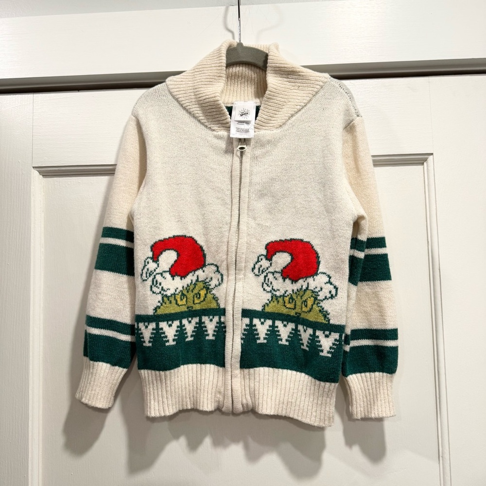 Dr. Seuss The Grinch Ugly Holiday Sweater Cardigan Zipper 3T‎